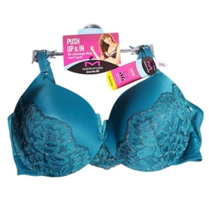 Sujetador push up Maidenform ribete de encaje escote azul azulado 38D ($48) - Imagen 1 de 9
