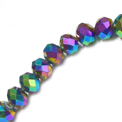 Glasperlen facettiert geschliffen 10x8 mm bunt irisierend 70 Perlen nenad-design - Bild 1 von 4