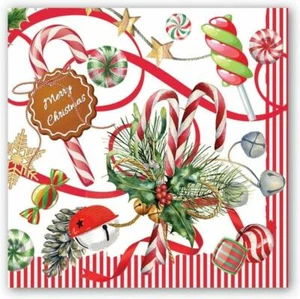 XMAS PAPER NAPKINS / SERVIETTES PK20 PEPPERMINT CANDY MADE IN EUROPE3PLY - Picture 1 of 2