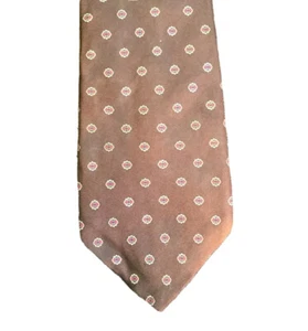 Vintage County Boys and Men's Shop Tie Necktie Brown Red Blue Silk Quadrafoil - Picture 1 of 7