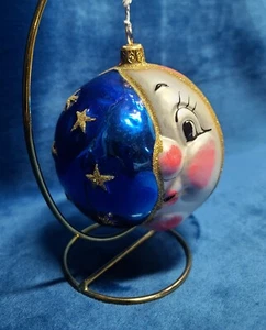 Raro adorno de vidrio de Polonia hecho a mano con la boca de luna de buenas noches de colección de 3 caras - Imagen 1 de 6