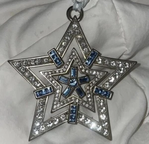 LUNT Star Cristalli Swarovski Argento Ornamento Metallo Fuso - Blu Bambino e Trasparente 3" - Foto 1 di 5
