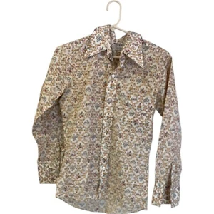 Montgomery Ward Button Up Shirt Women Size M Multicolor Geometric Floral Vtg - Picture 1 of 6