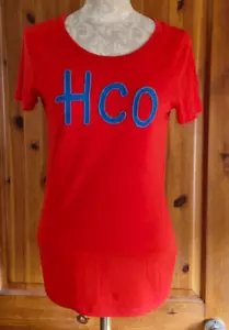 Hollister Ladies Red/Blue Logo Short Sleeve Cotton Jersey T Shirt Size M - Picture 1 of 3