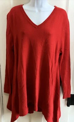 Túnica suéter suave asimétrico rojo manga larga Westbound Petites PXL para mujer Foto 1 de 4