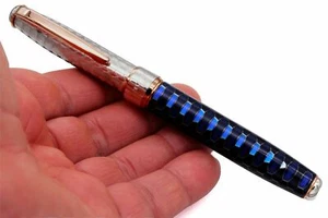 Elettric Honeybee Fountain Pen 925 Solid Silver Bock Nib Broad Point Black Ink - Picture 1 of 9