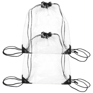 2 Pcs Transparent Backpack Travel Tote Bag Clear for School Hiking - Imagen 1 de 12