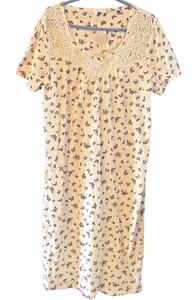 Flannel Nightgown Large 16/18 Purple Butterfly Ivory Color Crochet Scotland New - Picture 1 of 6