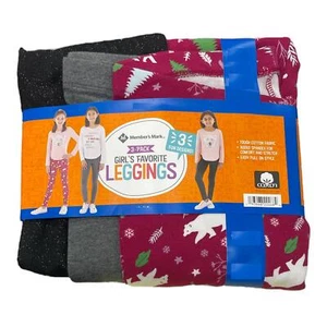 Member's Mark Girl's Cotton Stretch Ankle Leggings, 3 Pack Winter 6/6X - Picture 1 of 1