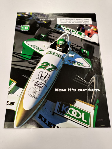 Kool Cigarette Racing Car White Green Gold Print Ad 1997 8x10.75' - 1 ...