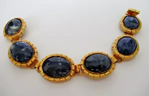 Delillo Vintage signiertes marineblaues Marmorsteinarmband - Bild 1 von 6