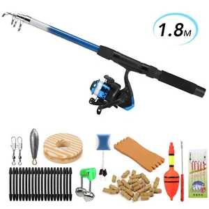 Fishing Rod and Reel Combo Full Kit 1.8m Telescopic Fishing Rod  Reel f Q9O4 - Picture 1 of 10