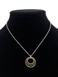 Silpada Sterling Silver and Brass Inner Circles Hammered Necklace N2296 - Picture 1 of 6