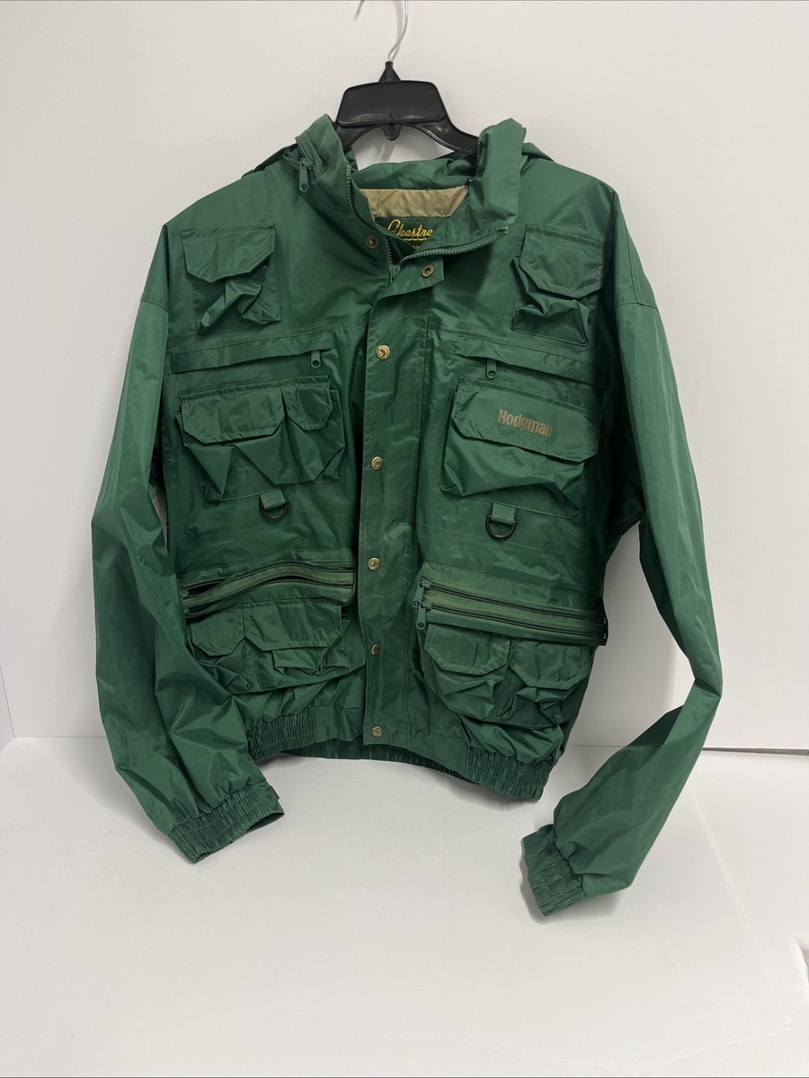 Hodgman LakeStream フィッシングジャケット ダークグリーン Vintage Hodgman Lakestream Men L Fishing Jacket Hood