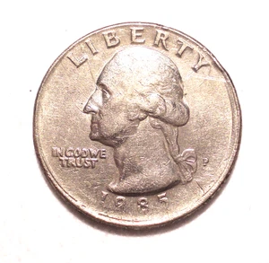 1985P Error Washington Quarter-Broadstrike- Dbl.MM- In God We Trust -Circ.(908n) - Picture 1 of 4