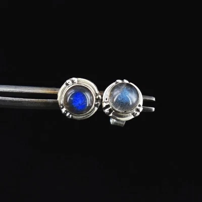 1. Gms World Class Amazing .925 Sterling Silver Labradorite Ear Earrings 36 S586 - Image 1 of 2