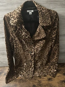 Cato Animal Print Blazer Womens Size 10 Button Front Jacket EUC free Shipping - Picture 1 of 3