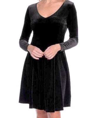 Marc Bouwer Black Velvet Fit & Flare V-Neck Long Sleeve Dress Size 2X 18 20 Plus - Image 1 of 4