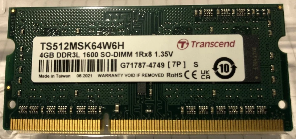 Transcend TS512MSK64W6H,DDR3L 4GB SO-DIMM 204-pin 1600 MHz/PC3L-12800 - Immagine 1 di 1