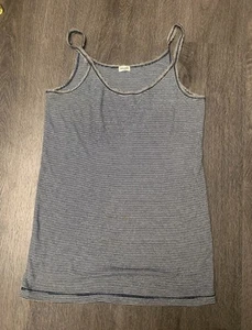 Anthropologie Splendid Blue White Micro Striped Tank Top Pima Cotton Modal Large - Picture 1 of 7