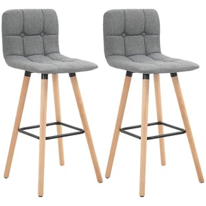 HOMCOM Bar stool Set of 2 Armless Button-Tufted Counter Height Bar Chairs Grey - Picture 1 of 11