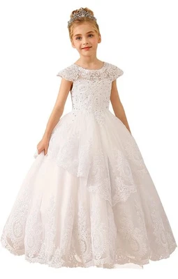 Vestidos de Primera Comunión Vestidos de Niña Florista con Vestido de Baile de Satén Suave Talla 10y Foto 1 de 2