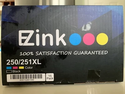 New EZink Cartridges Black, Cyan, Magenta , Yellow (15 Pack) for Canon Printer - Image 1 of 4
