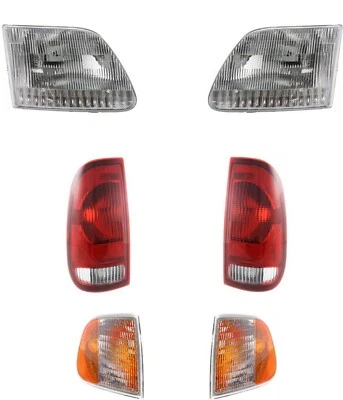 Headlights For 1997-2003 Ford F150 Turn Signals Tail Lights Except Crew Cab Foto 1 de 4