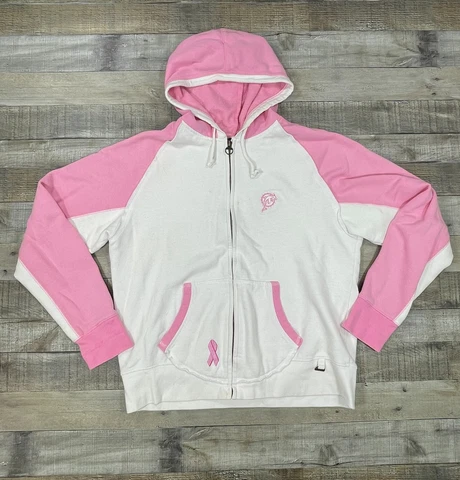 Miami Dolphins Sweater Womens Extra Large White Pink Reebok Hooded Sweatshirt Cover