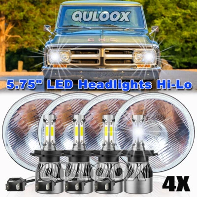 4PCS 5.75" 5-3/4" Round LED Headlights For GMC C15/C1500 1961-1972 Pickup C2500 Foto 1 de 4