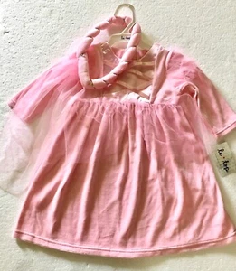 2 Pcs. Baby Girl (24 months) Pink Velour Princess Dress Set with Headband - Picture 1 of 4