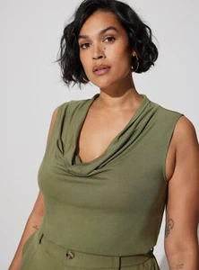 Torrid Studio Tissue Jersey Drape Neck Tank Women’s Plus Size 2X Green New - Picture 1 of 17