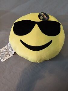 Yellow Smiley Face Emoji With Sunglasses - Round Plush Pillow    FREE SHIPPING