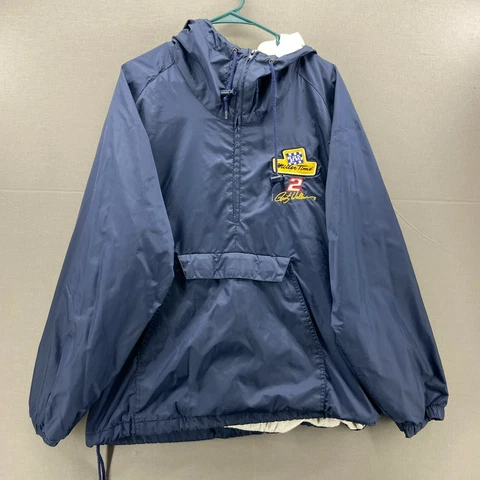 Vintage Rusty Wallace Pullover Mens Medium Windbreaker Racing Lightweight Blue Cover