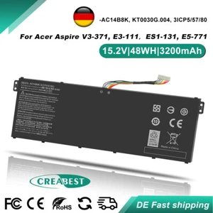 Batterie 3200 mAh AC14B8K pour Acer Aspire E5-731G E5-711 V3-371 V5-122P 132P KT.0040G - Photo 1/12
