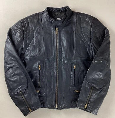 Vintage Sears Leather Biker Jacket Cafe Racer Jacket Made in Canada Size 42 - Image 1 of 4