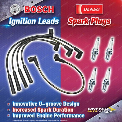 Bosch Ignition Leads + 4 x Denso TT Spark Plugs for Seat Cordoba 6K ADZ 1.8L - image 1 of 2