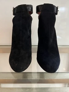 7 Seven For All Mankind Black Suede Open Back Booties Size EU 37 Excellent - Picture 1 of 9