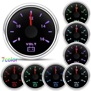 2" 52mm 7 Colors LED Universal Digital 8-16V Volt Voltage Meter Voltmeter Gauge  - Picture 1 of 16