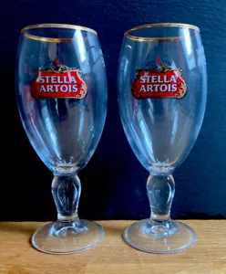 2 X New Stella Artois 1/2 Pint Challice Glasses pub bar mancave - Picture 1 of 3