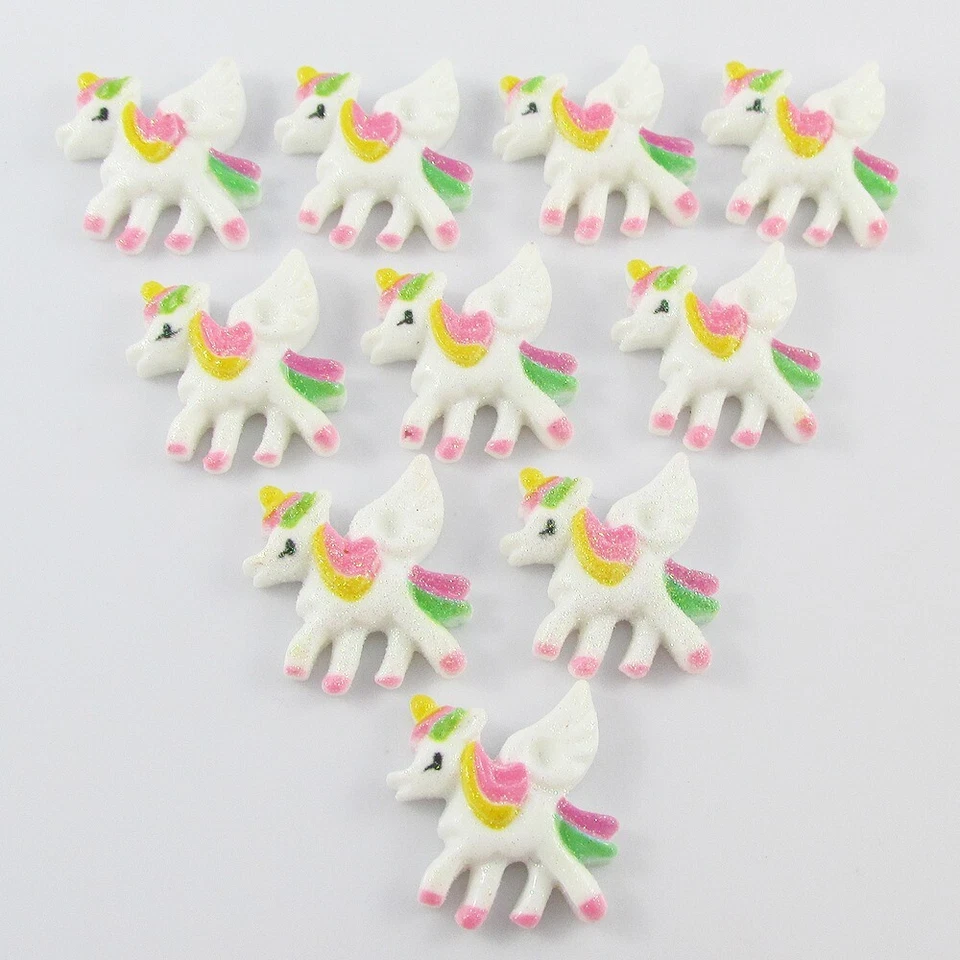 10pcs DIY Resin Glitter Magical Unicorn Cabochon 23x24mm For Cards Hair Clips - image 1 of 1