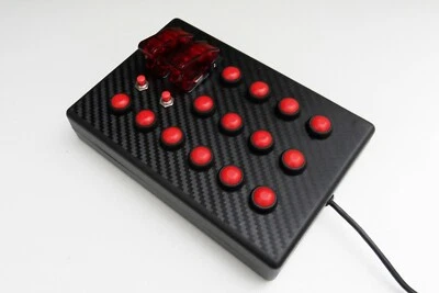 BBJ SIMRACING BBJ Sim Racing PC USB 'Baby Pro' 18 Function Button Box Red/Carbon