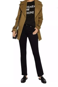 7 FOR ALL MANKIND Womens NWT 24 Black TALL Stretch High Waist Straight Leg Jeans - Picture 1 of 12