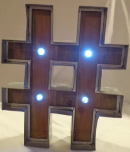 RUSTIC VINTAGE INSPIRED HASHTAG # SIGN BATTERY LIGHTED MARQUEE NUMBER LETTER 12" - Picture 1 of 9