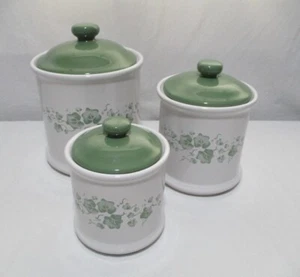 Vintage Corelle Coordinates JAY Imports Callaway Ivy stoneware canisters SET - Picture 1 of 8