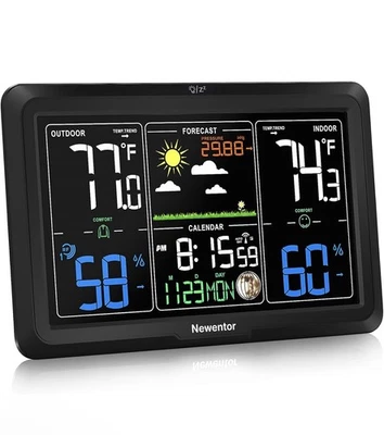Newentor Weather Station Wireless Indoor Outdoor, Indoor Outdoor Thermometer ... - Image 1 of 4