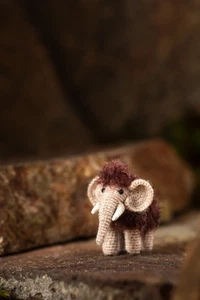 Miniature Crochet Mammoth Handmade Tiny Amigurumi Prehistoric Animal Collectible - Picture 1 of 2