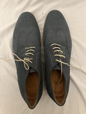 Brooks Brothers Suede Oxford Men's 11.5 Made In Italy Blue Shoes Vero Cuoio - Image 1 of 4