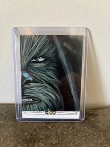 TOPPS STAR WARS HIGH TEK GOLD FOIL SKETCH CARD ARTIST AUTO CHEWBACCA 2/2 - Picture 1 of 2