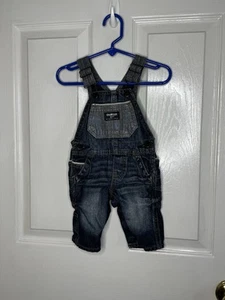 Oshkosh Carpenter Overalls Baby Boys Size 3 Months Snap Leg Jean Denim - Picture 1 of 4